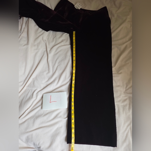 Zara Velvet Wide Leg Pants ZW Maroon Sz L Bnwt - Picture 12 of 13